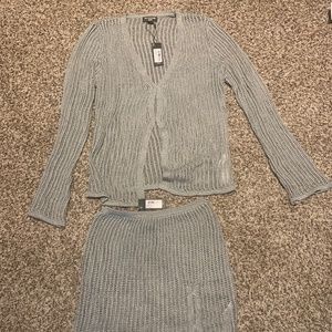 Brand NWT Gray Crochet Knit Skirt set